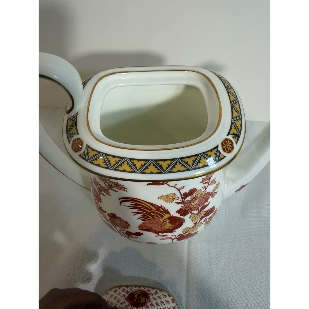 Wedgwood Golden Cockerel Coffee Pot Bone China England Rooster Floral Gold Trim - Picture 11 of 11